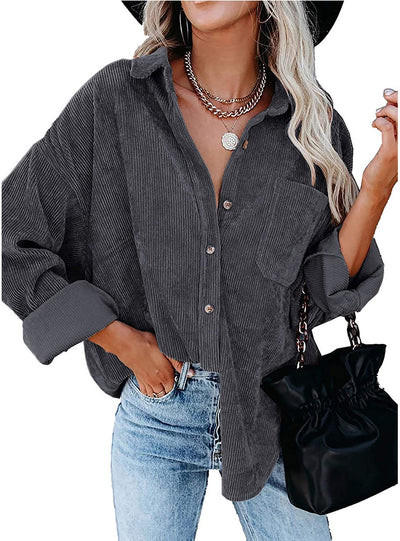 Loose Casual Corduroy Shirt Top