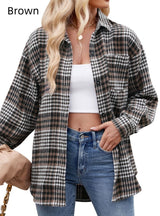 Thousand Plaid Button Woolen Shirt