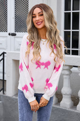 Round Neck Long Sleeve Bow Sweater