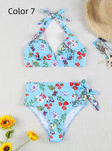 Sexy High Waist Lace-up Printed Bikini