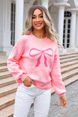 Long Sleeve Bow Knit Sweater