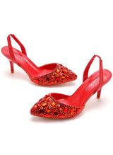 Shallow-mouthed Colored Rhinestone Stiletto Sandals