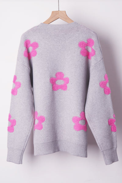 Women Flower Round Neck Sweater