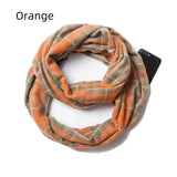 Thickened Pullover Plaid Zipper Pocket Scarf