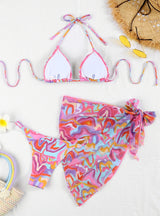 Sexy Multicolor Printed Beach Skirt Bikini