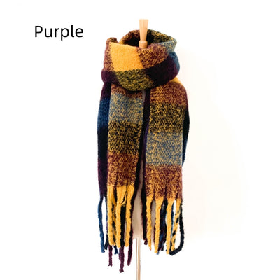 Women Fringed Thick Scarf Shawl