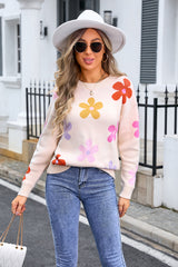 Multicolored Flowers Long Sleeve Sweater