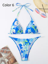 Sexy Three-point Split Printed Swimsuit