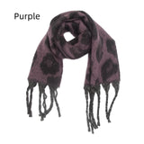 Coarse Tassel Jacquard Leopard Scarf