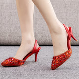 Shallow-mouthed Colored Rhinestone Stiletto Sandals