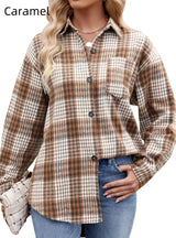 Thousand Plaid Button Woolen Shirt