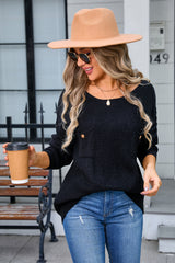 Women Long Sleeve Pullover Pocket Sweater