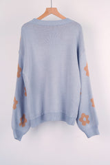 Flower Long Sleeve Round Neck Printed Sweater