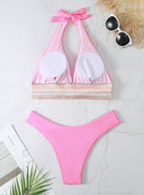 Solid Color Sexy Halter Two Piece Bikini