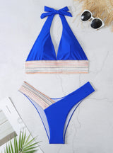 Solid Color Sexy Halter Two Piece Bikini