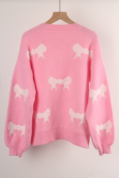 Round Neck Long Sleeve Bow Sweater