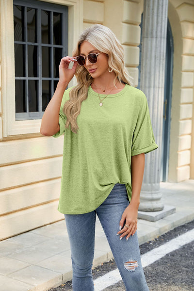 Round Neck Loose Short Sleeve T-shirt Top