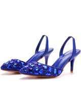 Shallow-mouthed Colored Rhinestone Stiletto Sandals