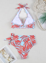 Sexy High Waist Lace-up Printed Bikini