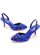 Shallow-mouthed Colored Rhinestone Stiletto Sandals