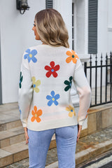 Multicolored Flowers Long Sleeve Sweater