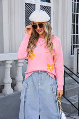 Printed Pullover Floral Sweater