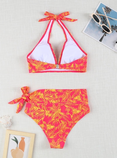 Sexy High Waist Lace-up Printed Bikini