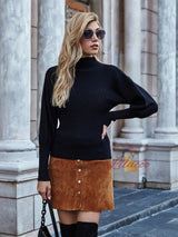 Solid Color Knitted Round Neck Loose Sweater