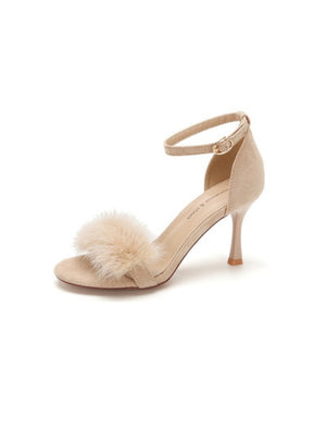 Summer Mink Fur High-heeled Sandals