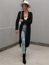 Long Cardigan Solid Color Knitted Sweater