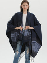 Solid Color Shawl Thickened Tassel Dual-purpose Scarf Cloak