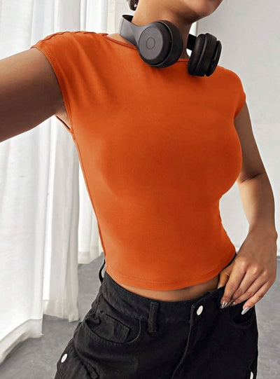 Sexy Backless Slim Short Sleeve T-shirt