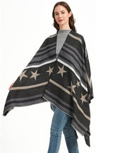 Women Star Jacquard Split Shawl