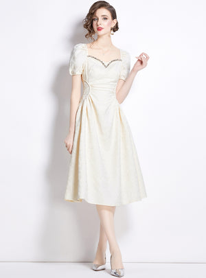 Square Neck Slim Mid-length Dress