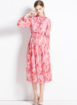 Floral Chiffon Long Sleeve Dress