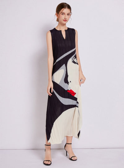 Printed Large Size Slim Long Dress