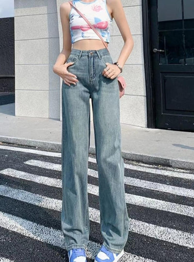 Retro High Waist Loose Wide Leg Jeans