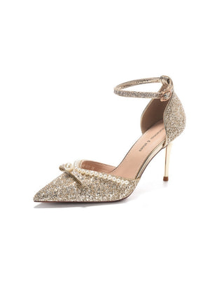 Beaded Pointed Sequined High Heels Shoes