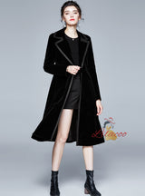 Winter Velvet Long Sleeve Long Coat