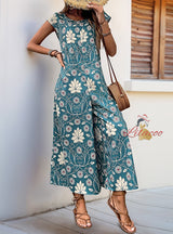 Women Printed Wide-leg Jumpsuit