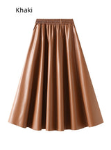 Elastic Waist Leather Pocket Skirt