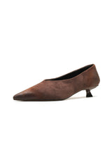 Suede Low Heel Tip Shoes