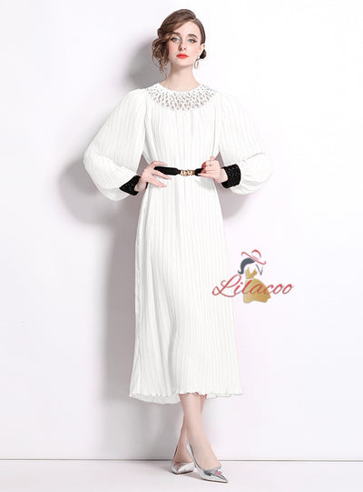 Loose and Slim Fashion Pleated Dress