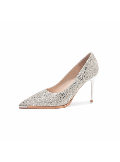 Metal Head Sequined Banquet Wedding Shoes