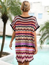 Holiday Seaside Mosaic Color Hollow Beach Cover Up