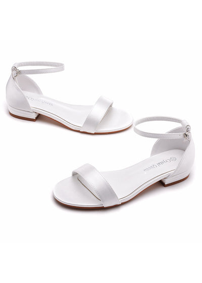 2 cm Square Heel Satin Bridal Sandal