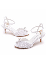 6 cm Fishmouth High-heeled Pearl Sandals