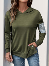 Pullover Color Matching Hooded Shirt