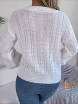 Leisure Lapel Solid Color Long Sleeve Sweater