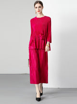 Beaded Pleated Large-size Wide-leg Pants Two-piece Suit